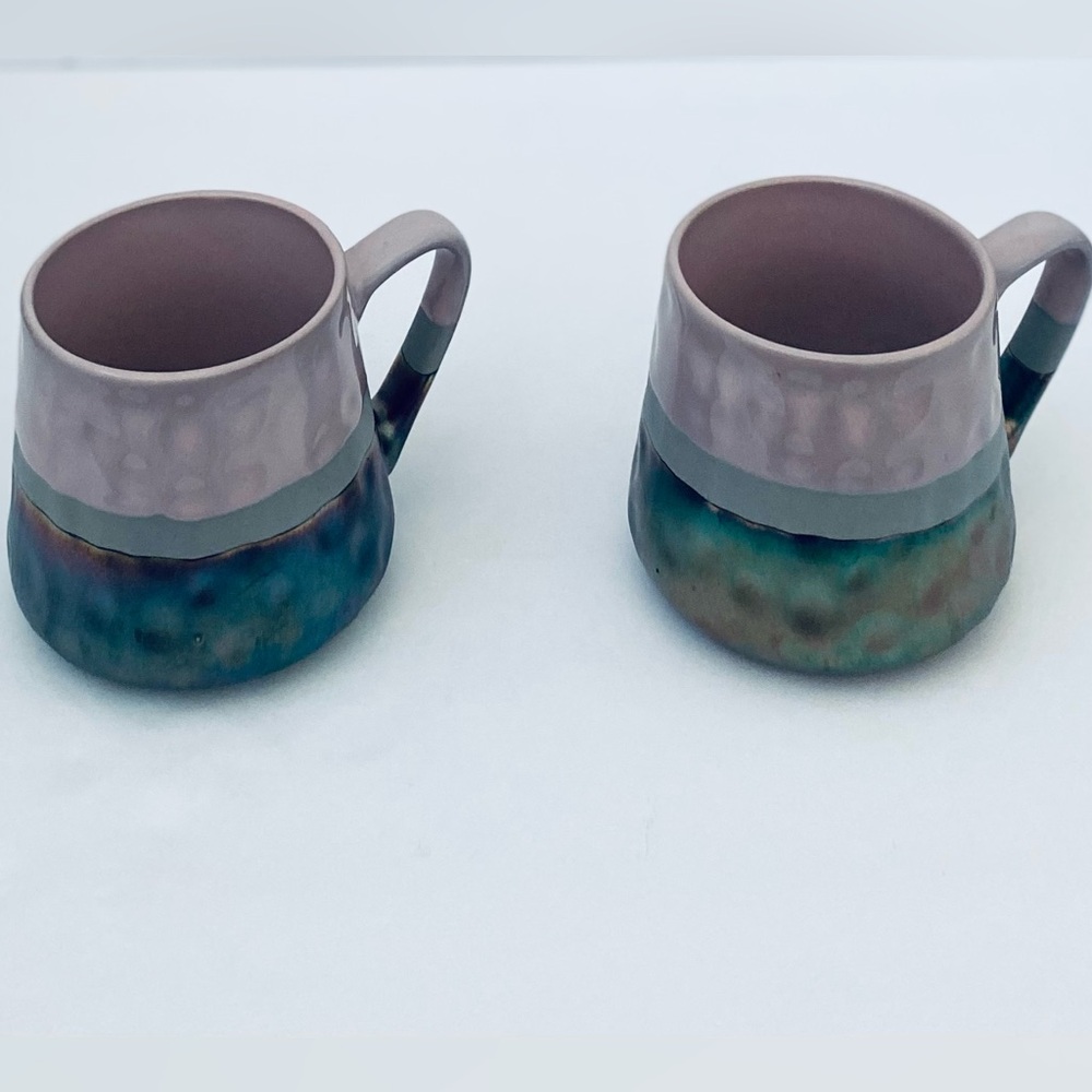 La Rochelle Pink And Gray Metallic Iridescent Mugs Set Of 2 Stoneware